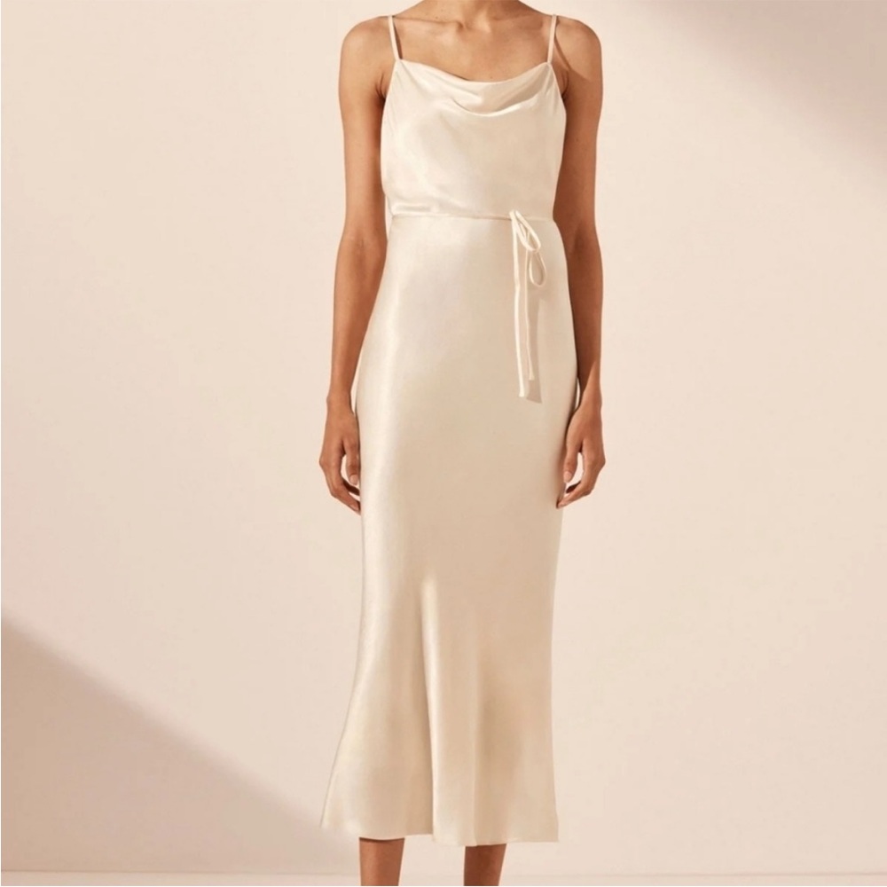 Shona Joy la lune bias cowl Neck midi dress NWT In Cream Size 6